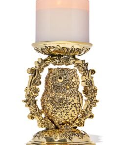 Ornate Owl Pedestal 3-Wick Candle Holder